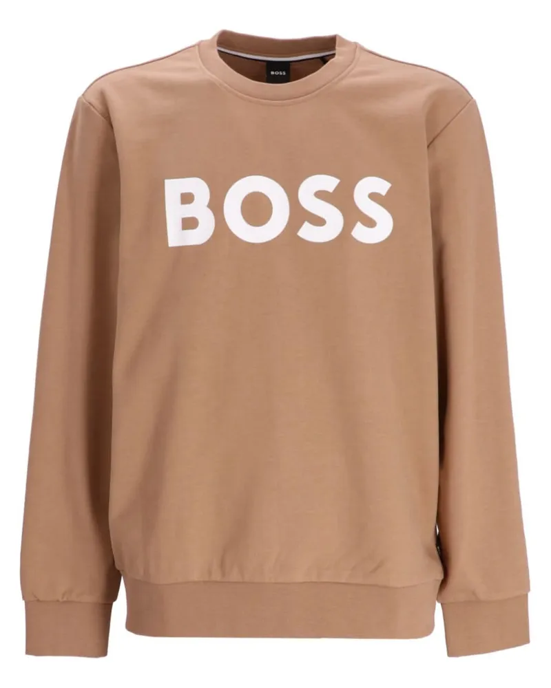 HUGO BOSS Sweatshirt mit beflocktem Logo - Braun Braun