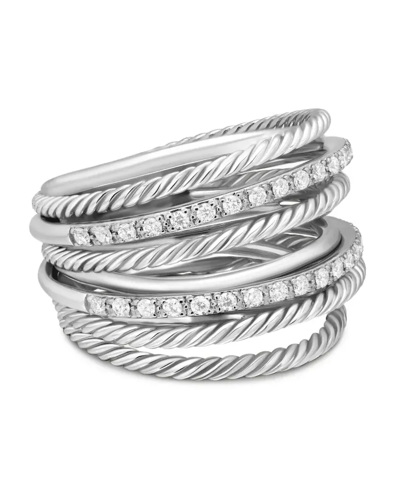 David Yurman Crossover Ring aus Sterlingsilber mit Diamant 17,8mm Silber