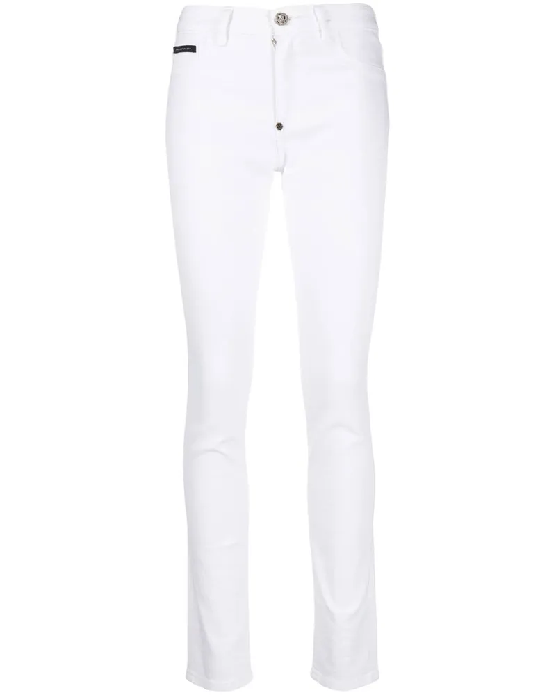 Philipp Plein Halbhohe Jeggings Weiß