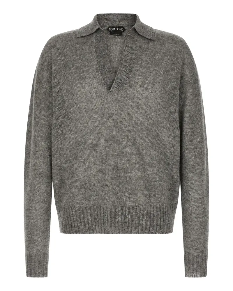 Tom Ford Pullover mit Poloshirtkragen - Grau Grau