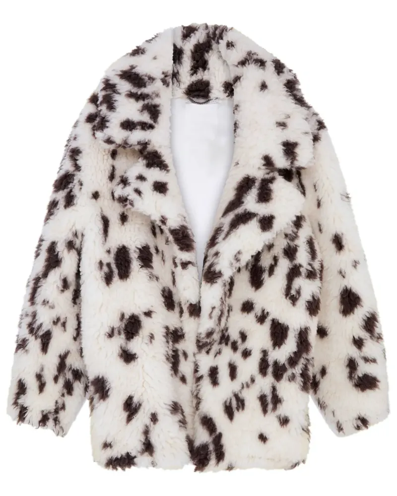 Stella McCartney Faux-Fur-Mantel mit Animal-Print - Weiß Weiß