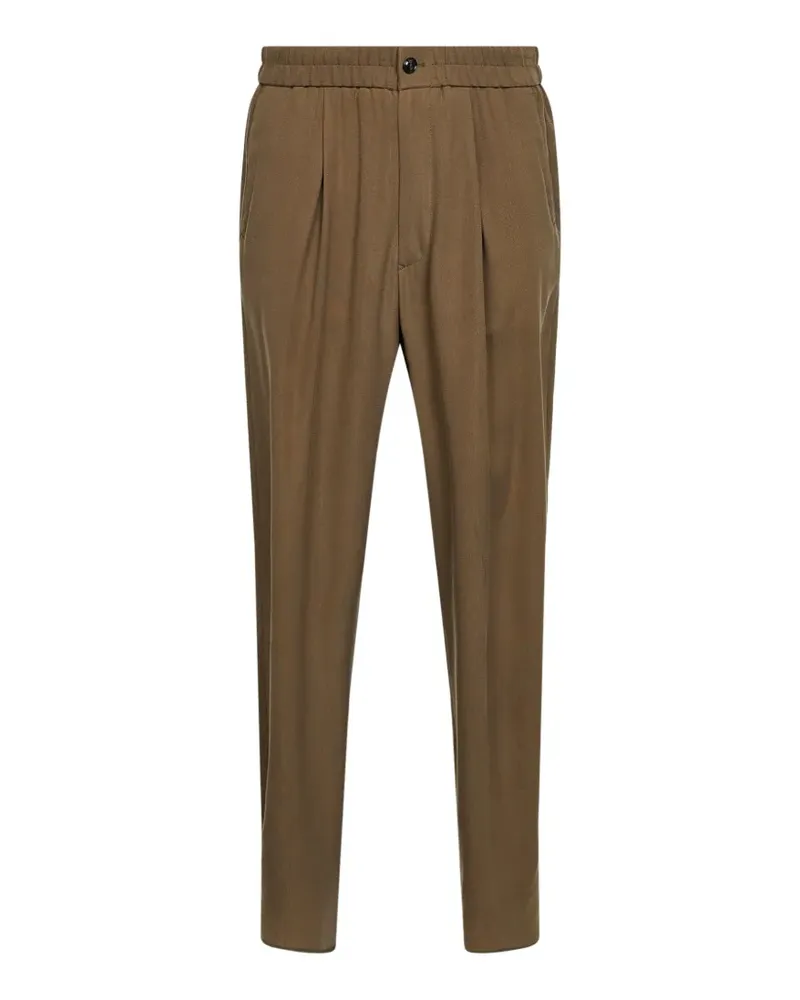 Giorgio Armani pleated elasticated-waistband trousers - Braun Braun