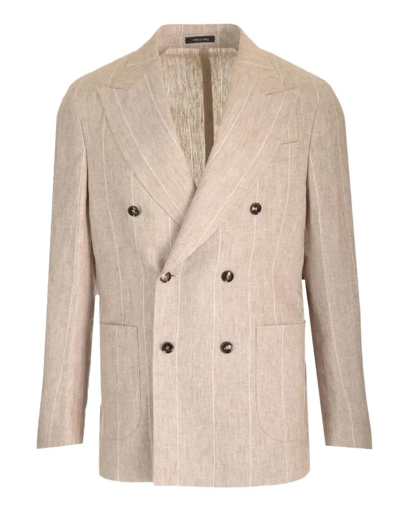 Al Duca D’Aosta 1902 pinstripe-pattern double-breasted blazer - Nude Nude