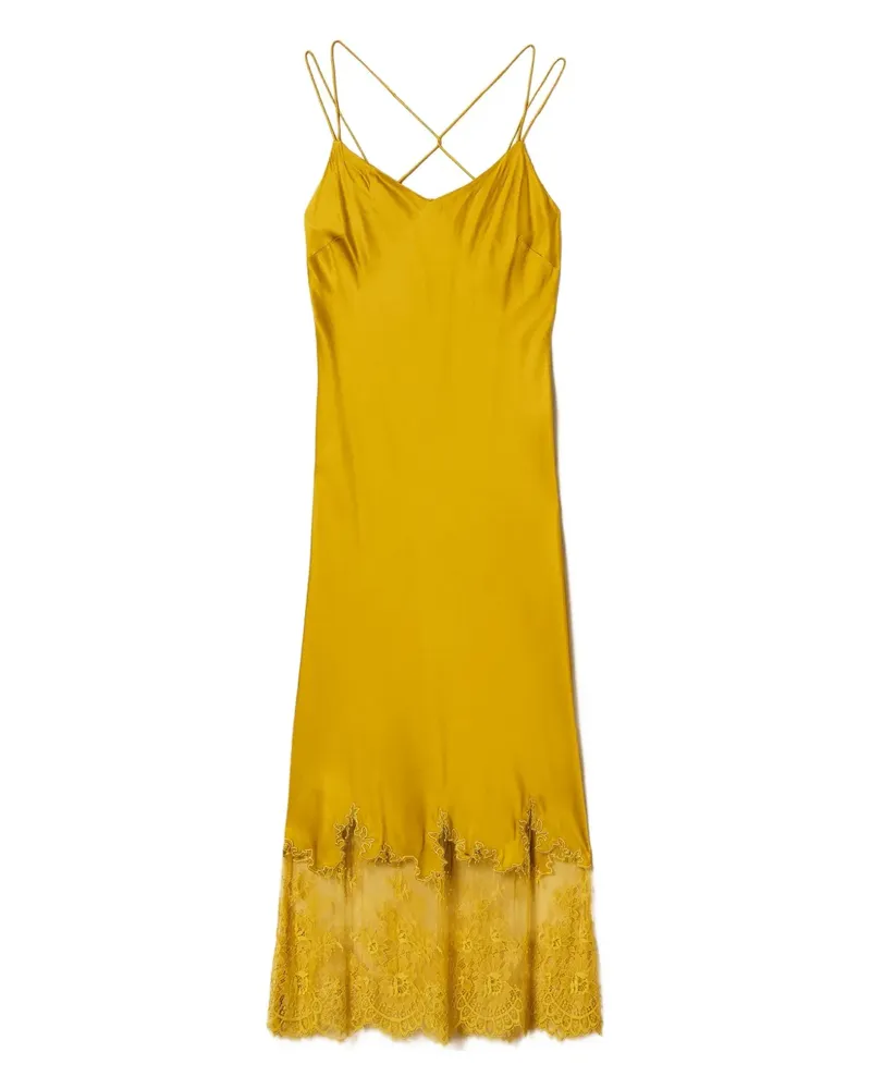 Twin-Set Camisole-Kleid mit Spitzenborte - Gelb Gelb