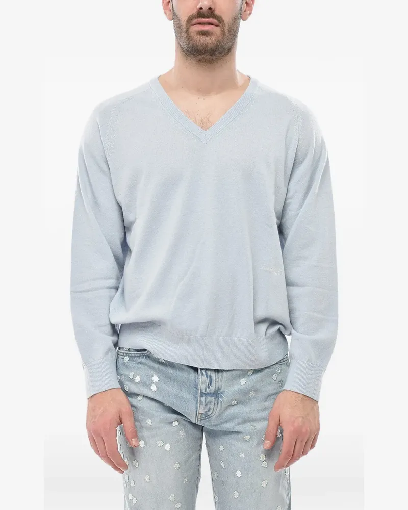 Dunst logo-embroidered V-neck sweater - Blau Blau