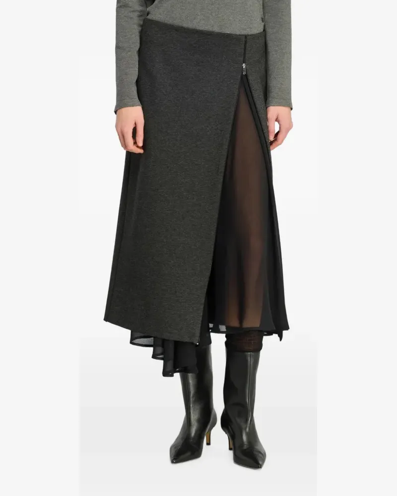 Semicouture zip-fastening layered midi skirt - Grau Grau