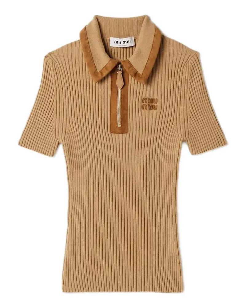 Miu Miu Polo-Pullover mit gerippten Bündchen - Braun Braun