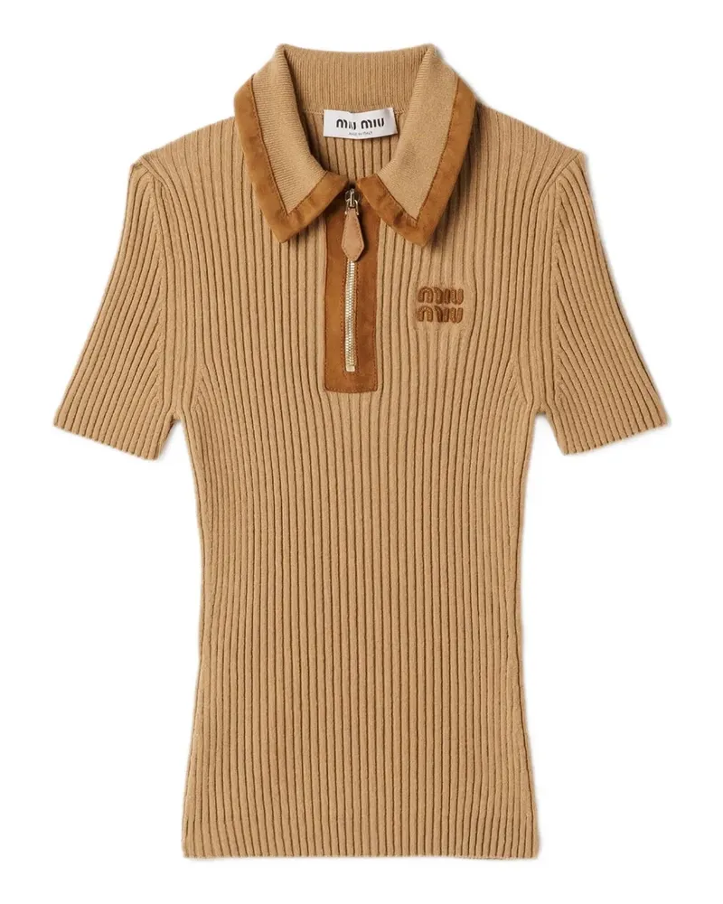 Miu Miu Polo-Pullover mit gerippten Bündchen - Braun Braun
