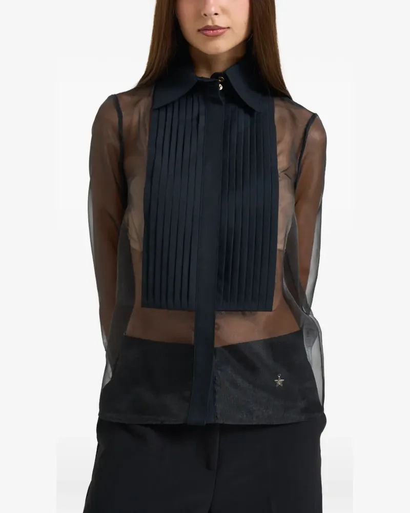 Elisabetta Franchi sheer pleated shirt - Schwarz Schwarz