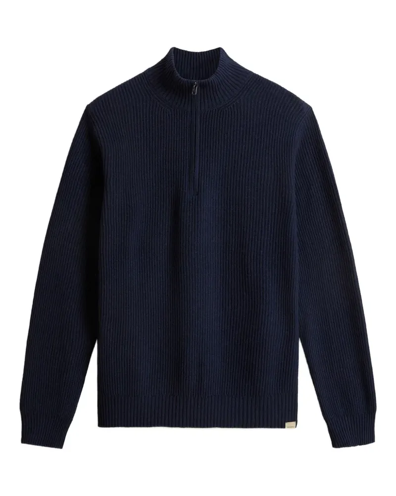 Woolrich Gerippter Pullover mit kurzem Reißverschluss - Blau Blau