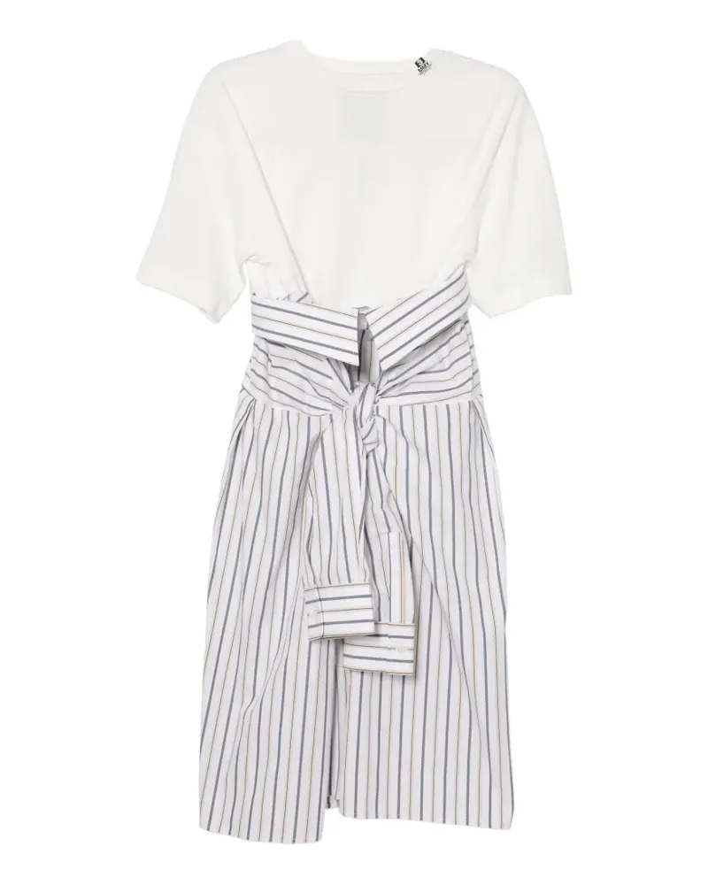 MIHARAYASUHIRO Gestreiftes Midikleid - Weiß Weiß