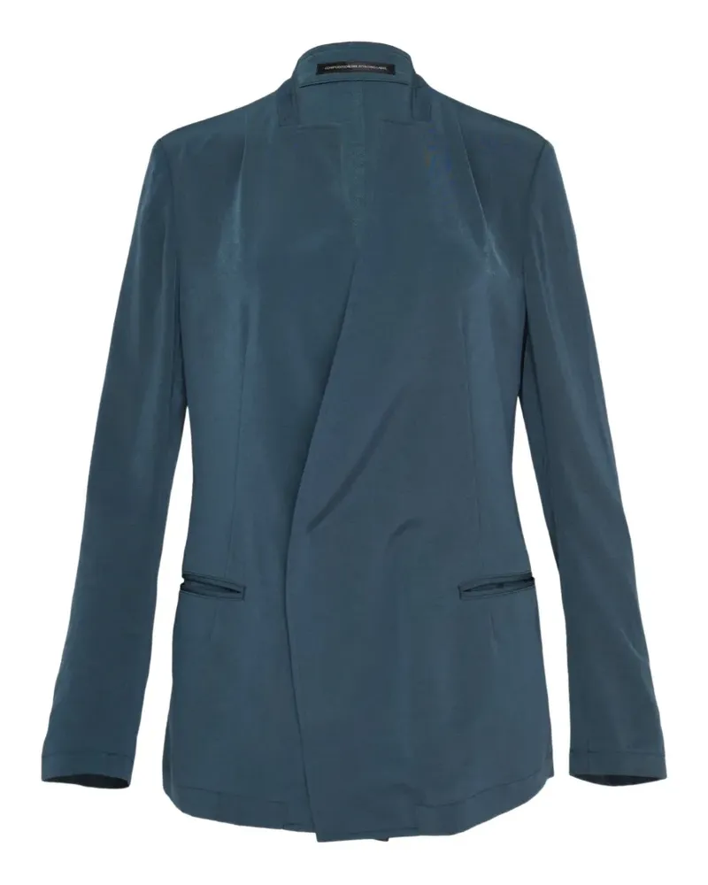 Yohji Yamamoto Gewickelter Blazer mit Stehkragen - Blau Blau