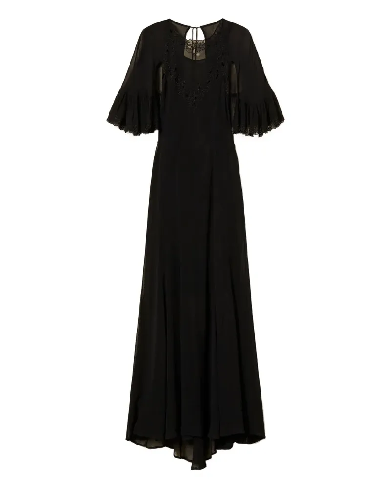 Twin-Set Besticktes Georgette-Minikleid - Schwarz Schwarz