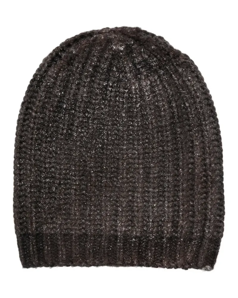 Avant Toi Gerippte Beanie mit Glitter-Detail - Braun Braun