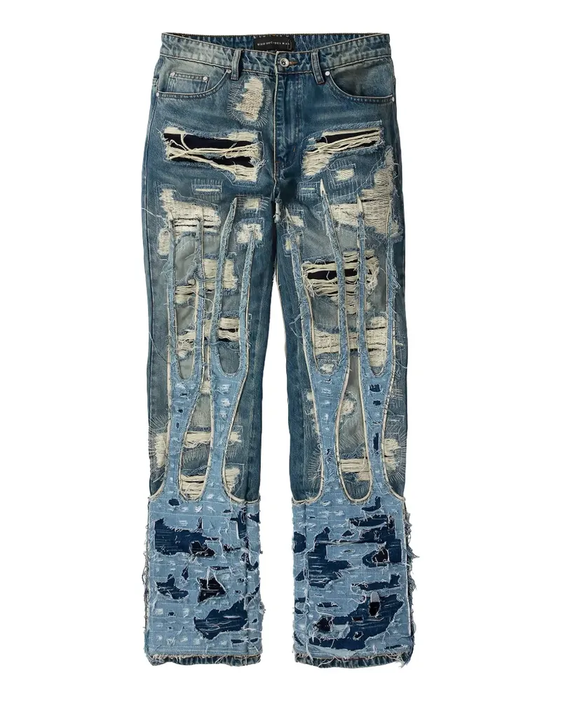 WHO DECIDES WAR distressed trousers - Blau Blau