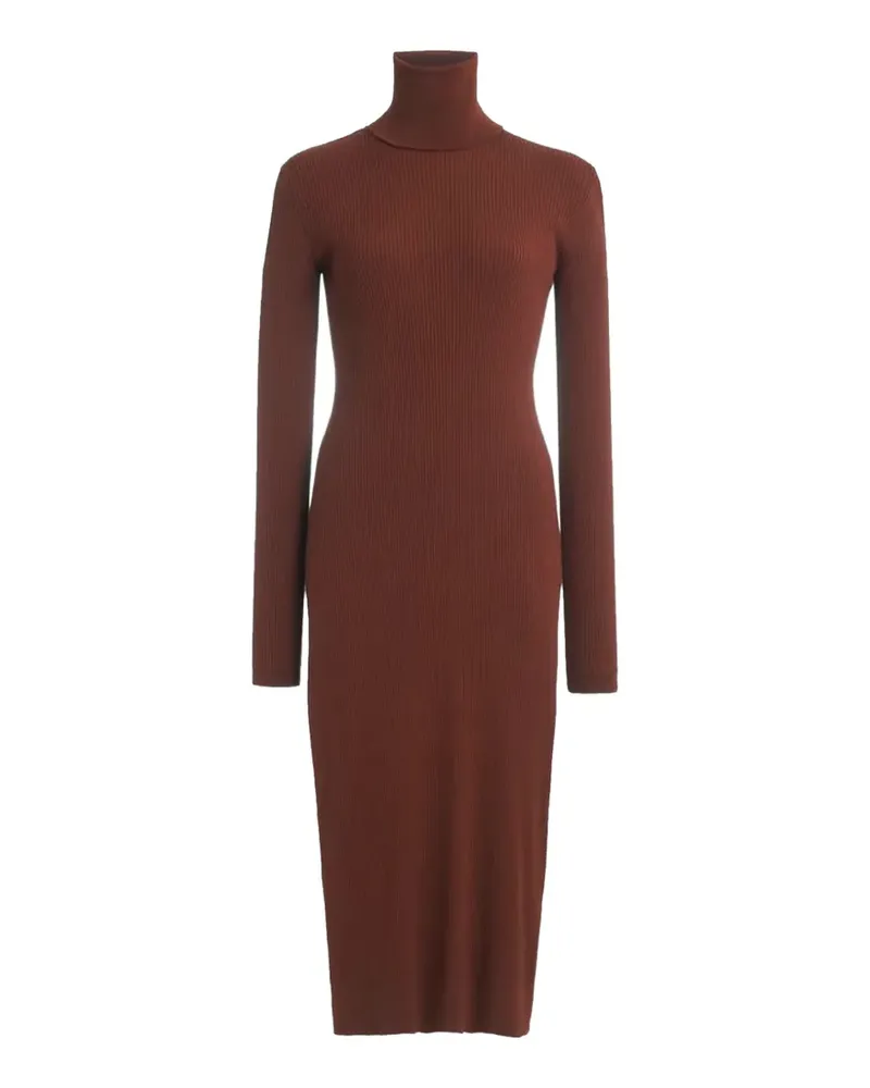 Another Tomorrow Geripptes Rollkragenkleid - Braun Braun