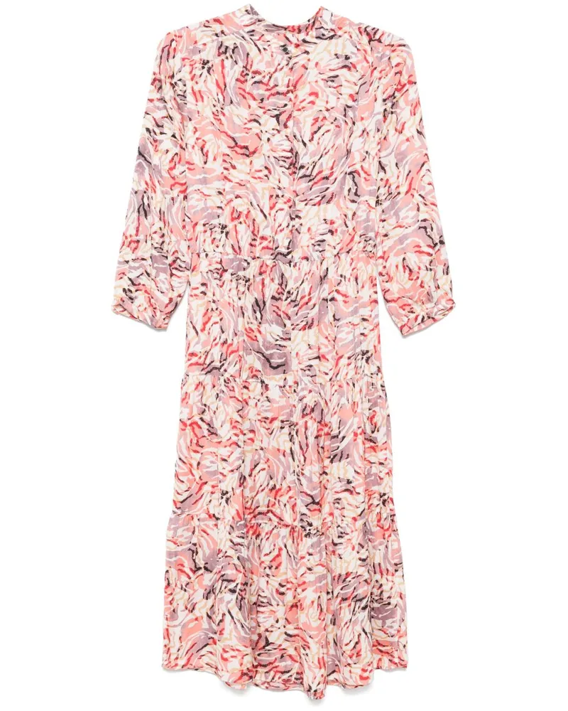HUGO BOSS Midikleid mit abstraktem Print - Weiß Weiß