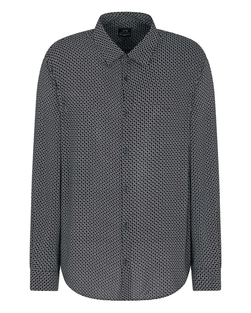 Armani Exchange Geometrisch gemustertes Hemd - Schwarz Schwarz