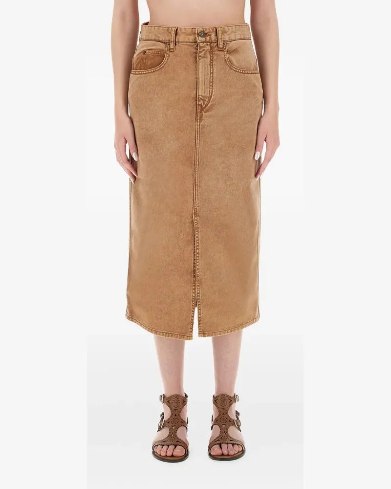 Isabel Marant front-slit denim skirt - Braun Braun