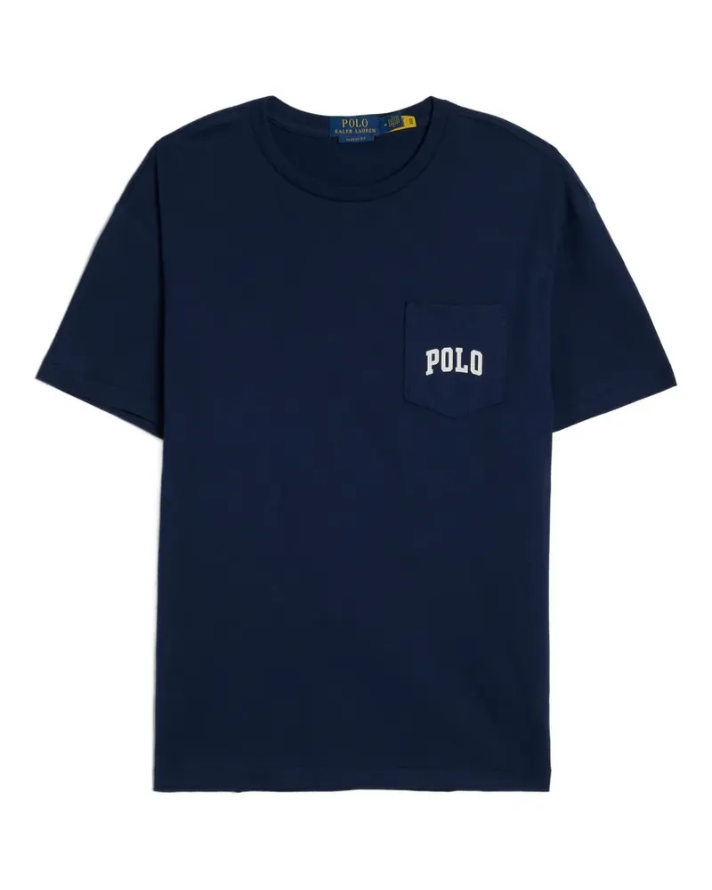 Ralph Lauren T-Shirt mit Teddy-Logo-Tasche - Blau Blau