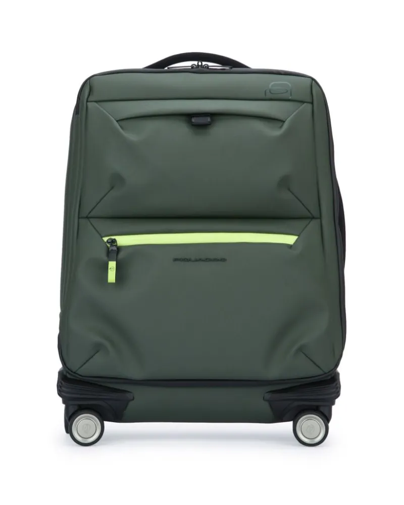 Piquadro Rollkoffer mit Logo-Print - Grün Grün