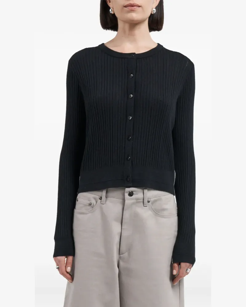 Maria Mcmanus Gerippter Cardigan mit rundem Ausschnitt - Schwarz Schwarz
