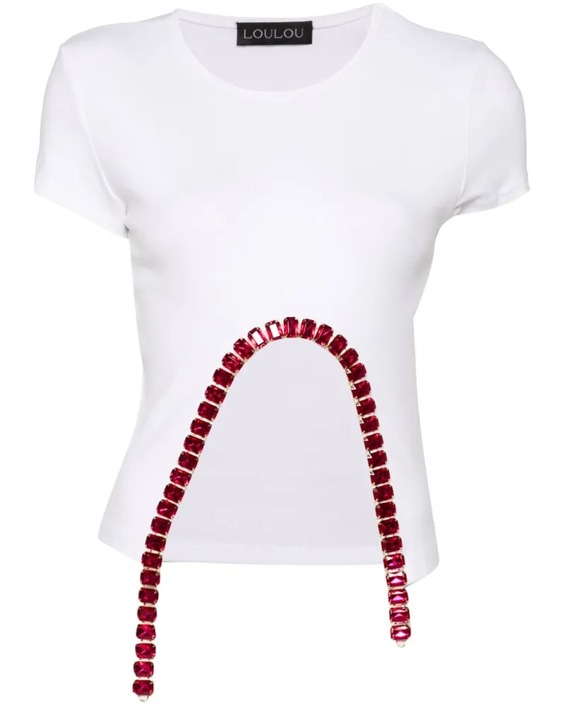 LOULOU T-Shirt mit Kristallen - Weiß Weiß