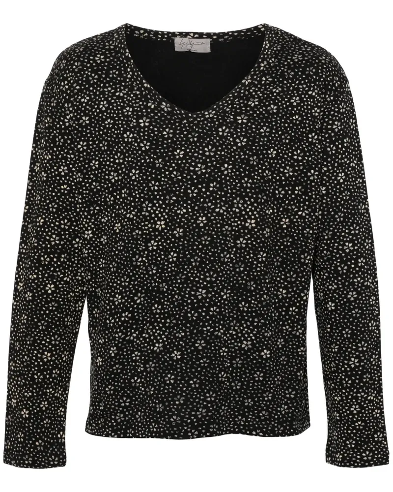 Yohji Yamamoto T-Shirt mit abstraktem Print - Schwarz Schwarz