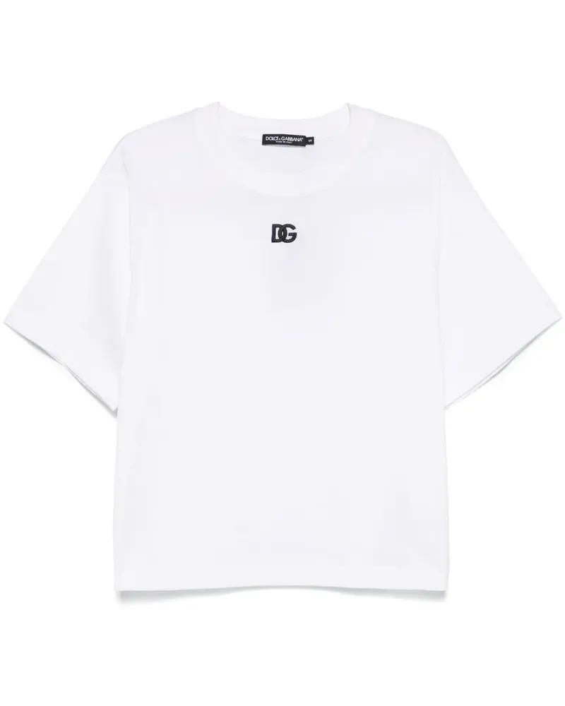 Dolce & Gabbana T-Shirt mit Logo-Stickerei - Weiß Weiß