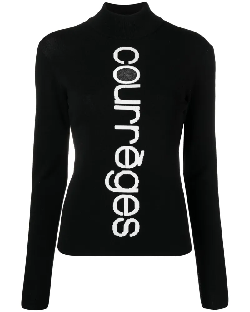 Courrèges Pullover mit Intarsien-Logo - Schwarz Schwarz