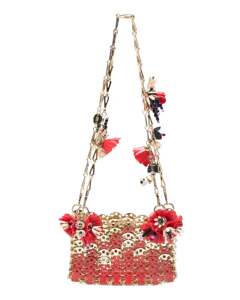 Paco Rabanne nano 1969 floral-appliqué chain shoulder bag - Rot Rot