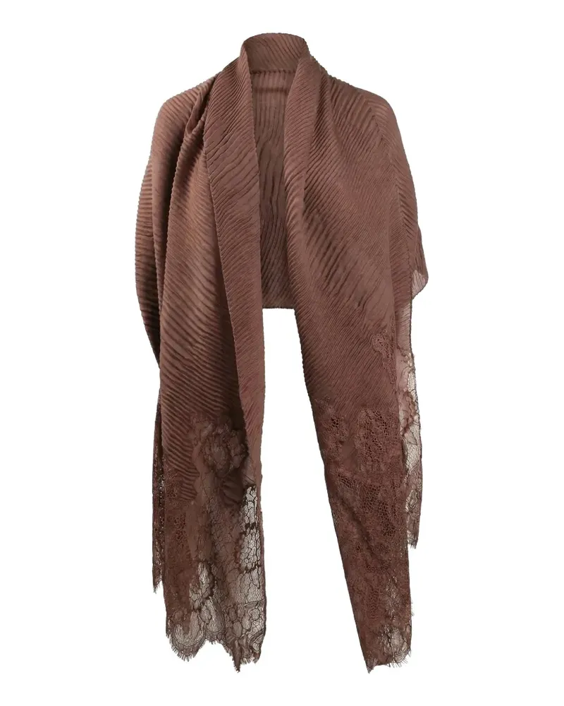 Valentino Garavani plissé lace-trim scarf - Braun Braun
