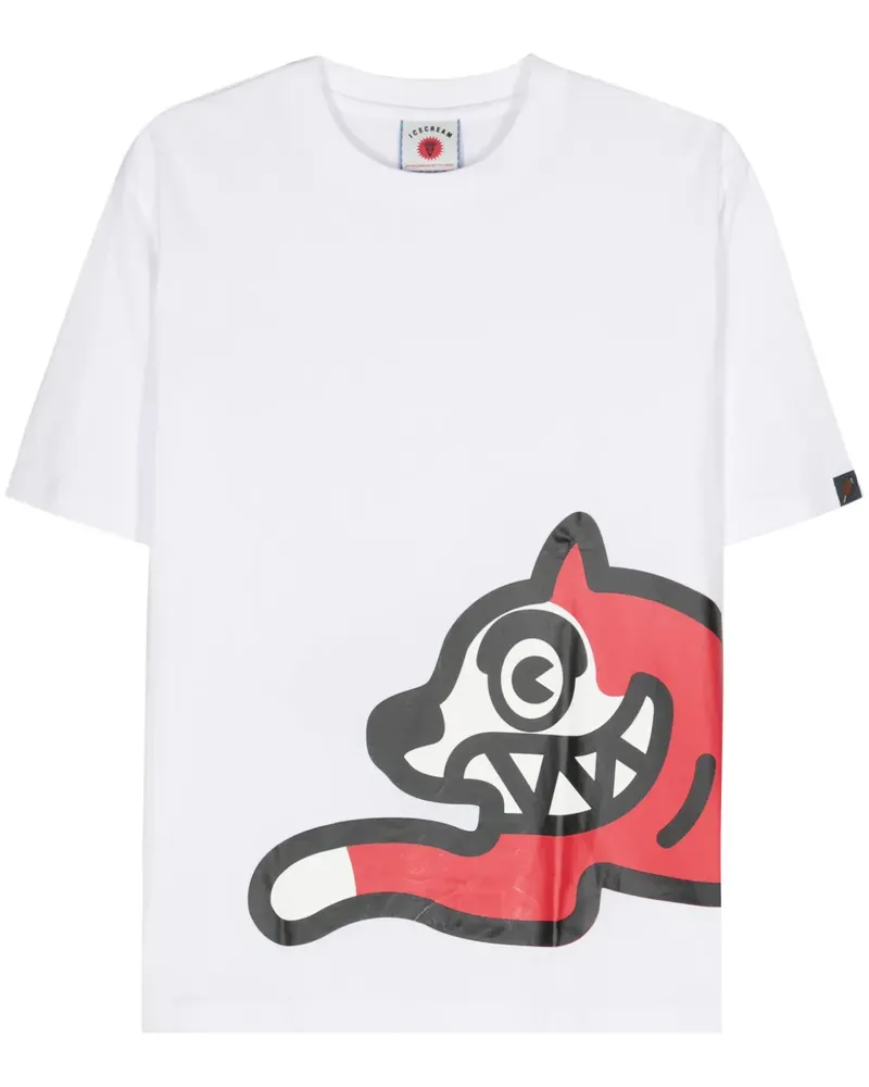 ICECREAM T-Shirt mit Running Dog-Print - Weiß Weiß