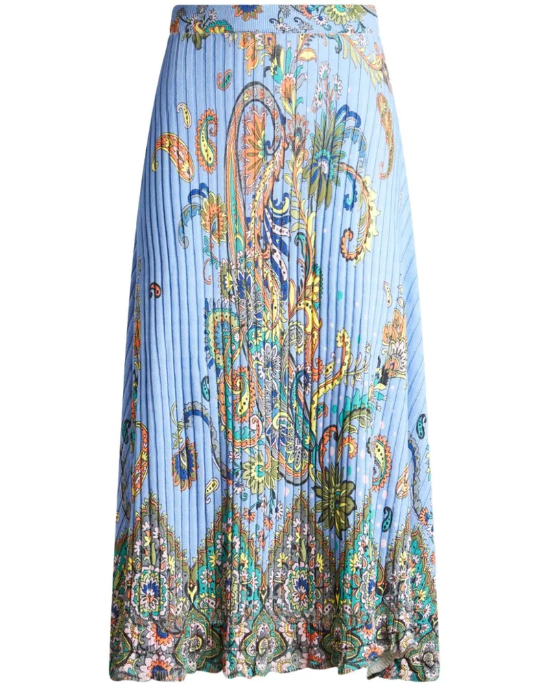 Etro Midirock aus geripptem Strick - Blau Blau