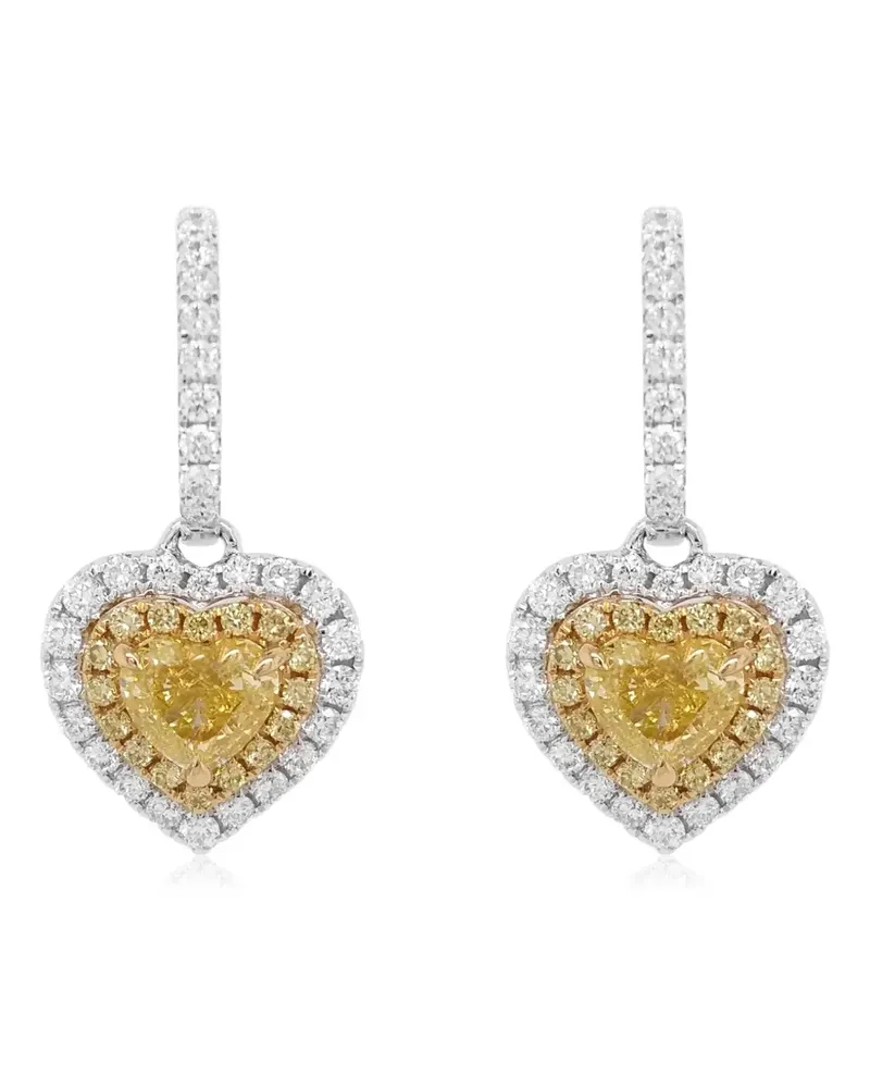HYT Jewelry 18kt Heart Gelb- und Weißgoldohrringe mit Diamant Weiß