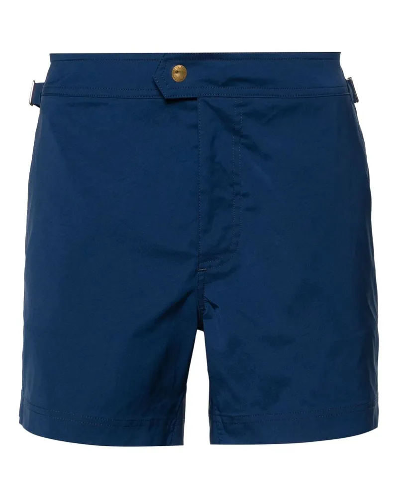 Tom Ford Badeshorts aus kompaktem Popeline mit Logo-Schnalle - Blau Blau
