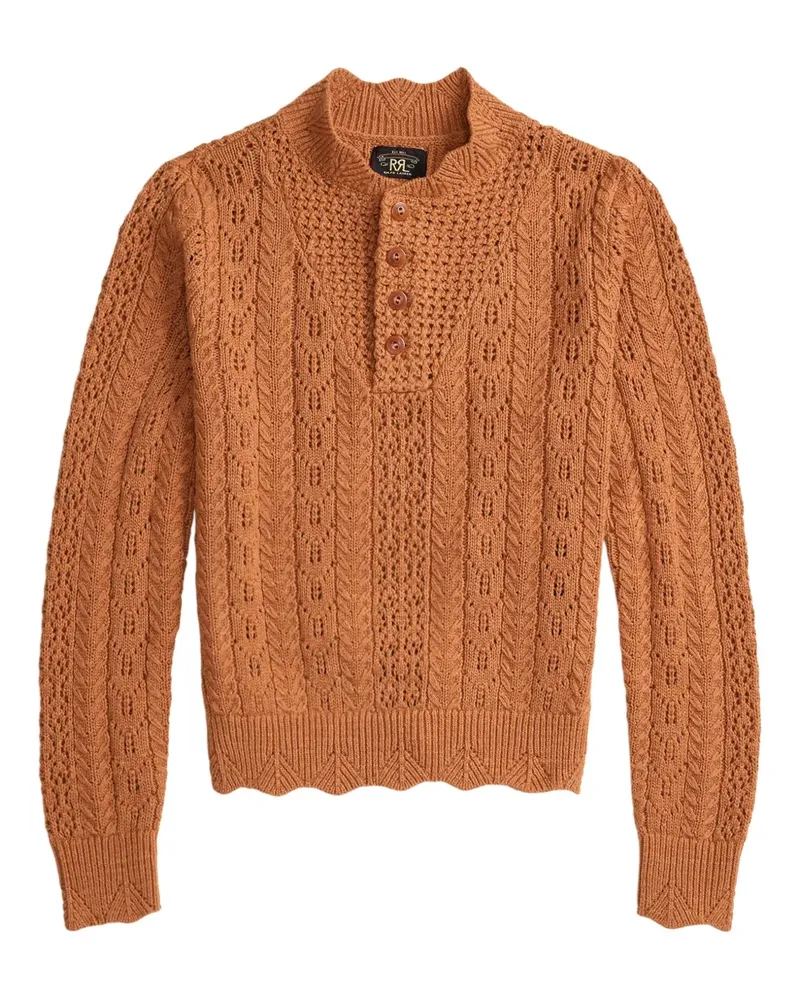 Ralph Lauren Geknöpfter Pullover mit Lochstrickmuster - Orange Orange