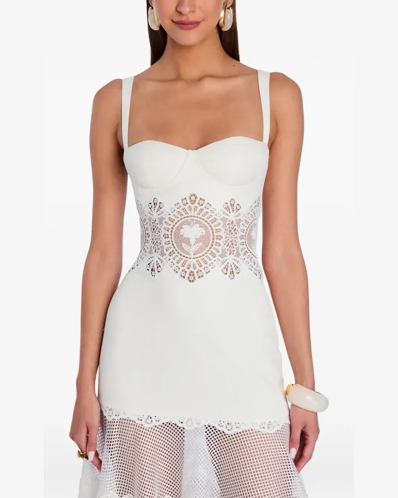 Retrofête Gehäkeltes Orleane Kleid mit Blumenapplikation - Weiß Weiß