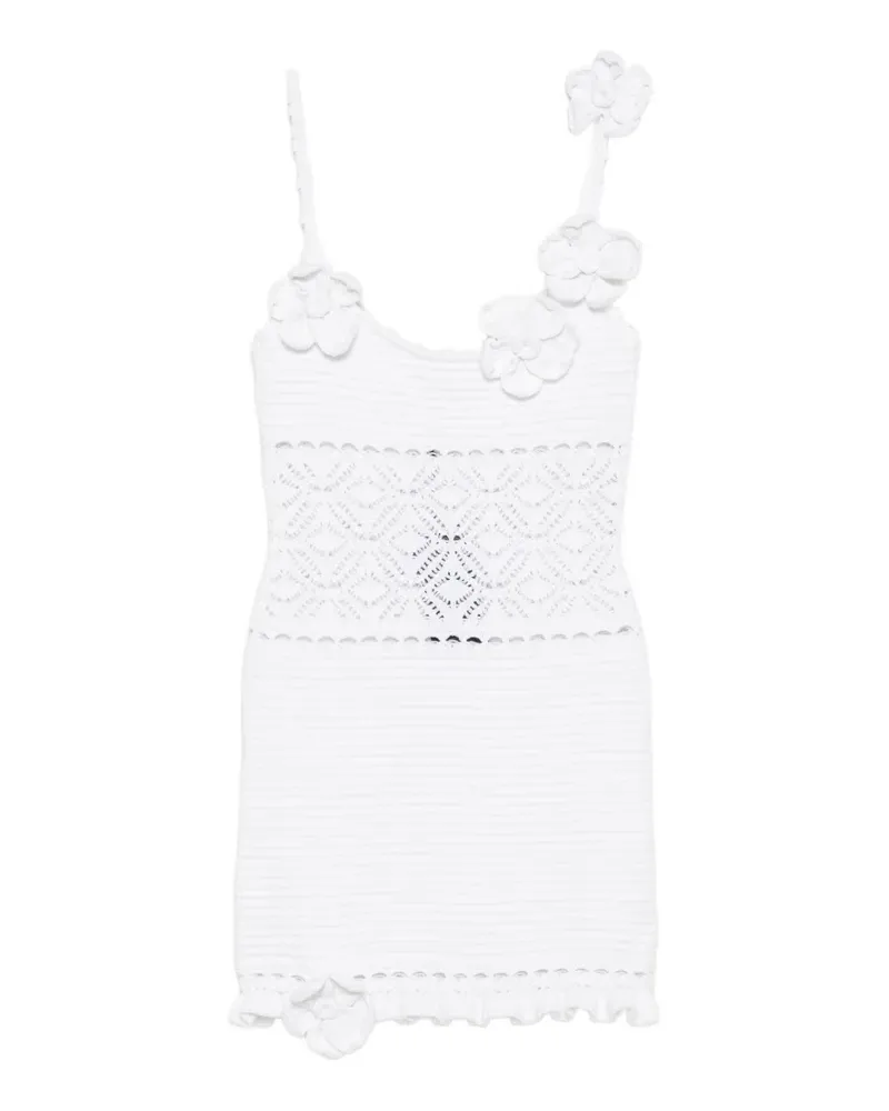 Retrofête Gehäkeltes Orleane Kleid mit Blumenapplikation - Weiß Weiß