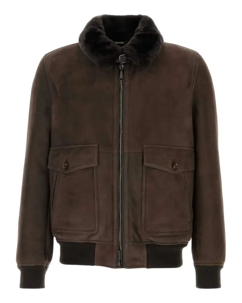 MOORER suede fur-trimmed jacket - Braun Braun