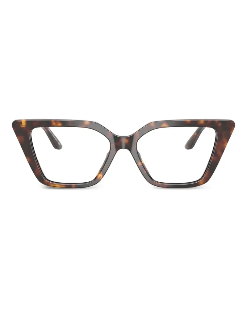 Emporio Armani Geometrische Brille in Glanzoptik - Braun Braun