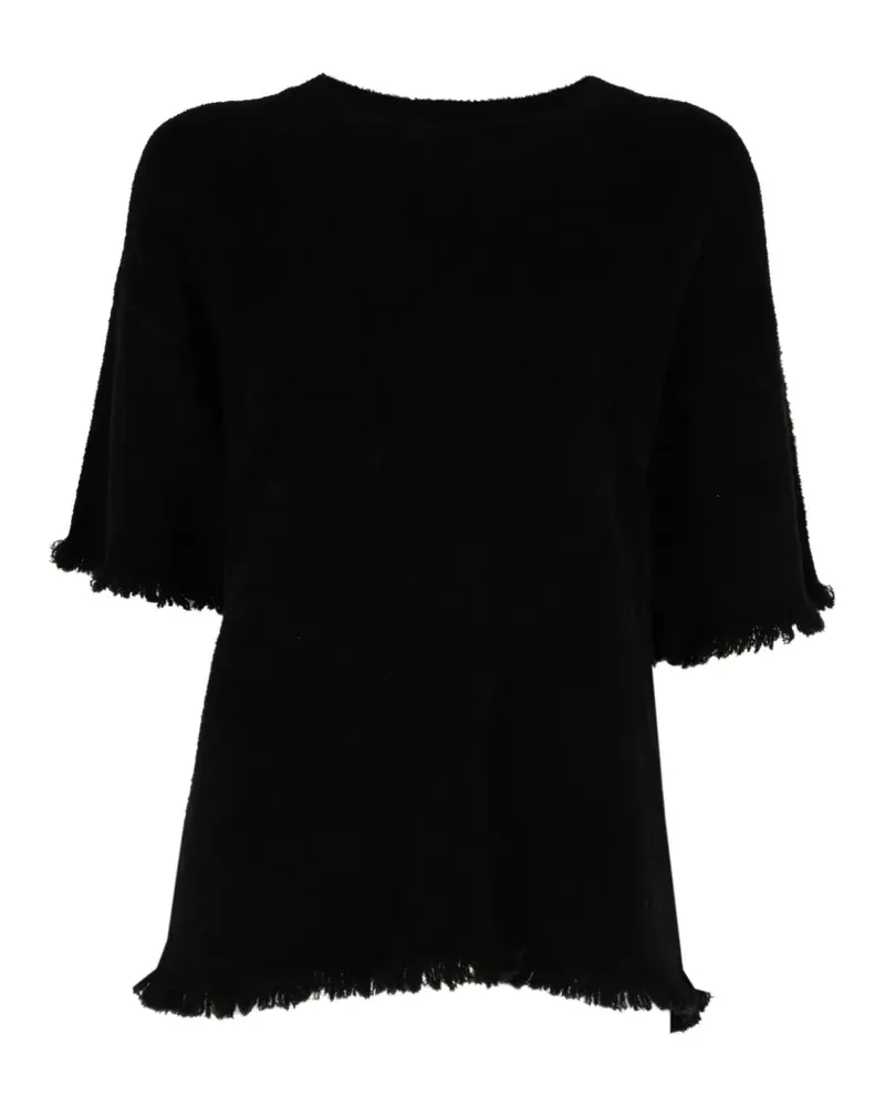 Maria Mcmanus Ausgefranstes T-Shirt - Schwarz Schwarz