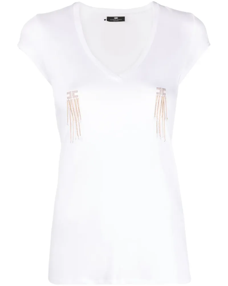 Elisabetta Franchi T-Shirt mit Kettendetail - Weiß Weiß