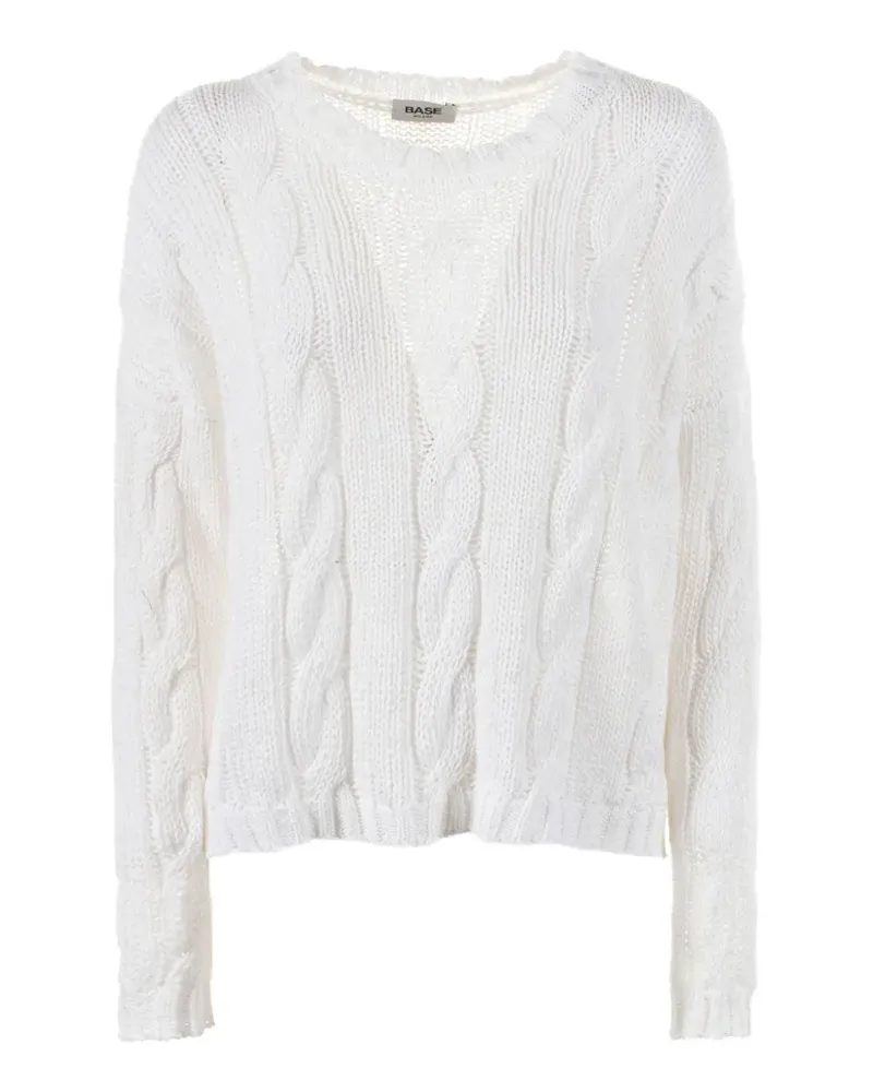 BASE Milano braid-motif crew-neck sweater - Weiß Weiß