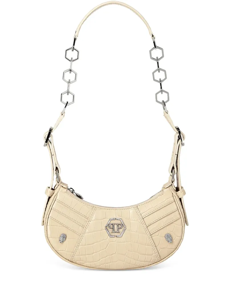 Philipp Plein Schultertasche mit Kroko-Prägung - Nude Nude