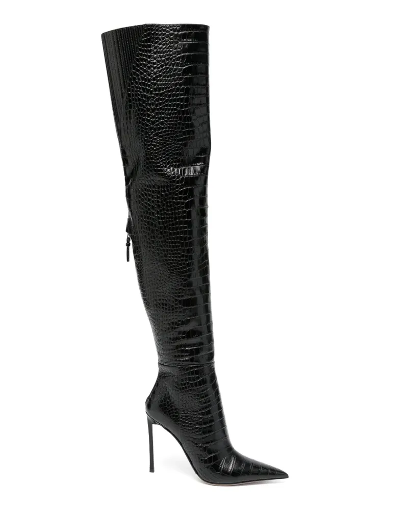 Tom Ford croc-effect over-the-knee boots - Schwarz Schwarz