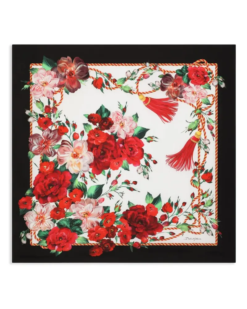 Dolce & Gabbana Schal mit Rosen-Print - Weiß Weiß