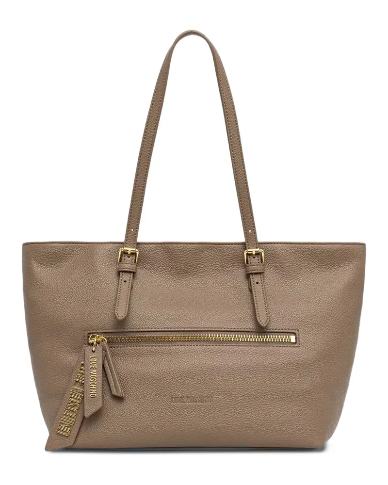 Moschino Shopper mit Logo-Schild - Nude Nude