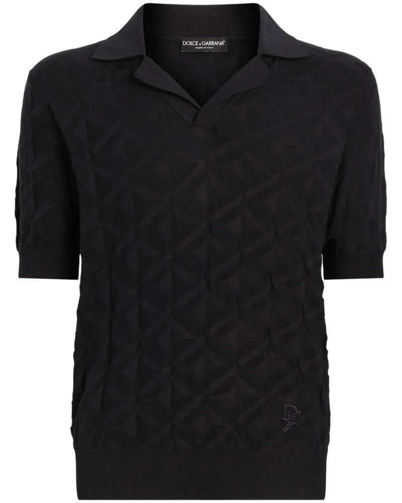 Dolce & Gabbana Gestricktes Poloshirt - Blau Blau