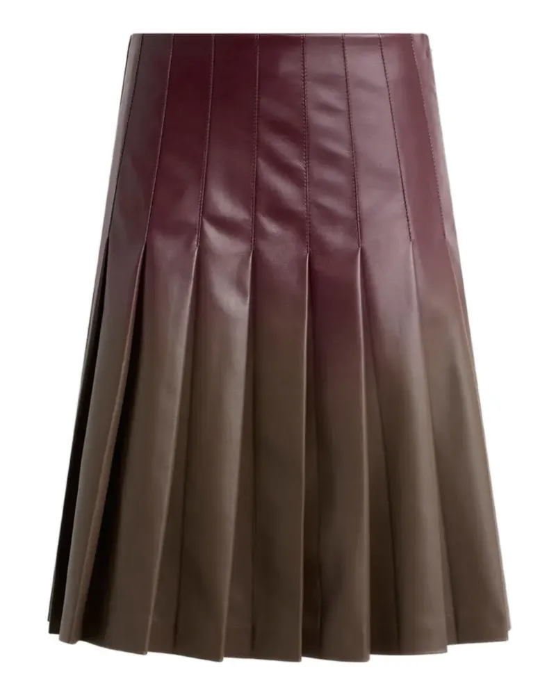 Etro short pleated-skirt in degradé-leather - Braun Braun